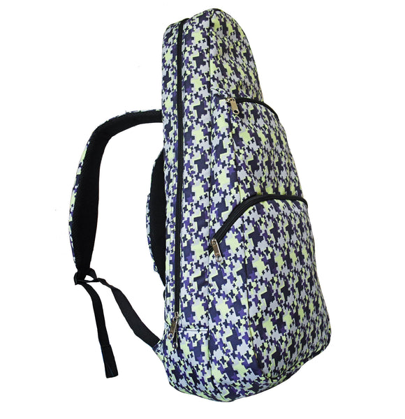 26" Tenor Pattern Print Ukulele Gig Bag Backpack (BLUE / GREEN STARS)