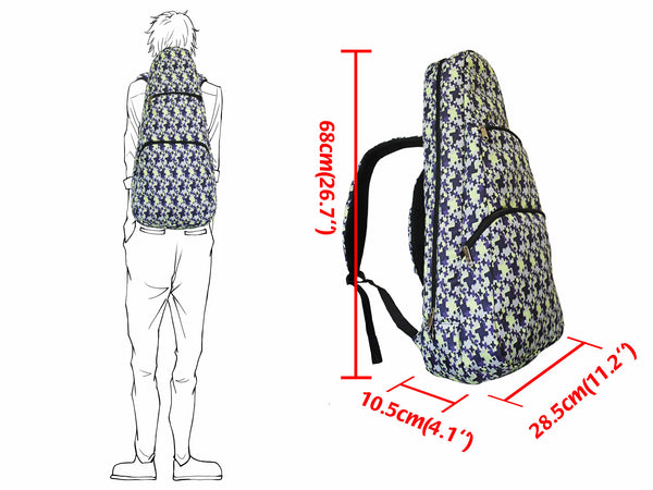 26" Tenor Pattern Print Ukulele Gig Bag Backpack (BLUE / GREEN STARS)
