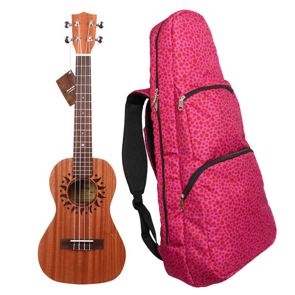 26" Tenor Pattern Print Ukulele Gig Bag Backpack (Pink Leopard)