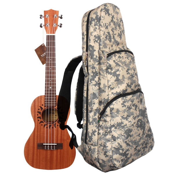 26" Tenor Pattern Print Ukulele Gig Bag Backpack (Green Gray Forest)