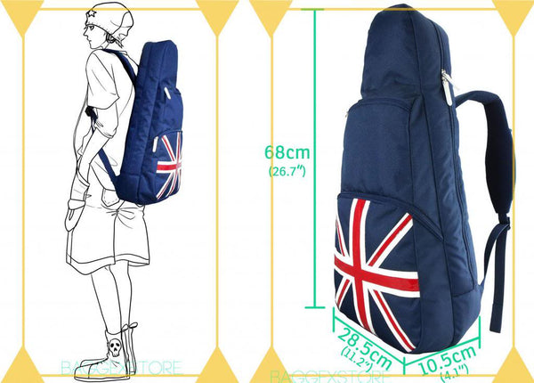 Union Jack UK Flag 26" Tenor Ukulele Gig Bag Sling Backpack (NAVY)