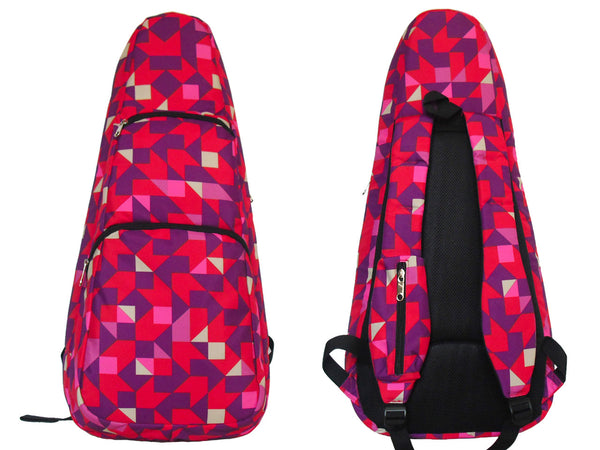 26" Tenor Pattern Print Ukulele Gig Bag Backpack (PURPLE / RED SWALLOW TAILS)