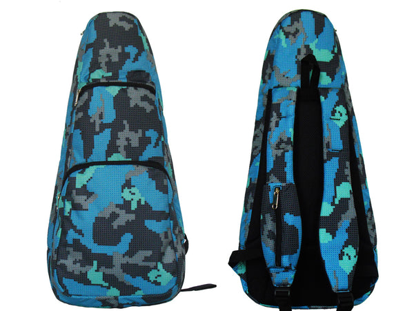 26" Tenor Pattern Print Ukulele Gig Bag Backpack (GRAY / LIGHT BLUE CAMOUFLAGE)