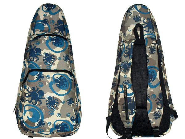 26" Tenor Pattern Print Ukulele Gig Bag Backpack (GRAY / NAVY OCTOPUS)