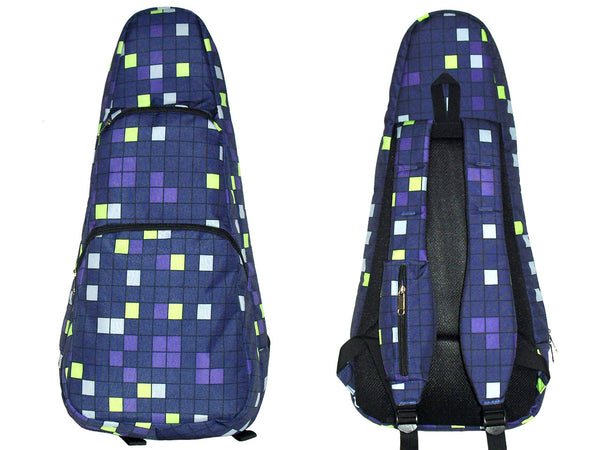 26" Tenor Pattern Print Ukulele Gig Bag Backpack (BLUE / YELLOW SQUARES)