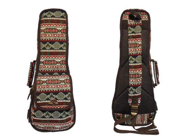 21" Soprano Bohemia Pattern Tribal Fabric Ukulele Gig Bag (GREEN MULTI COLORS)