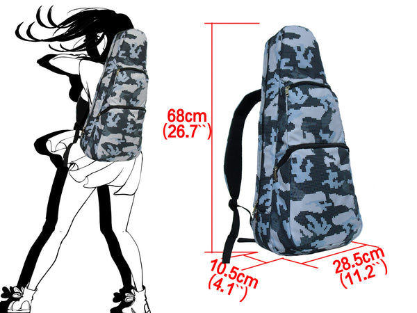 26" Tenor Pattern Print Ukulele Gig Bag Backpack (LIGHT GRAY / BLACK CAMOUFLAGE)