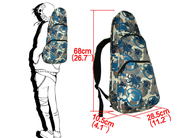 26" Tenor Pattern Print Ukulele Gig Bag Backpack (GRAY / NAVY OCTOPUS)
