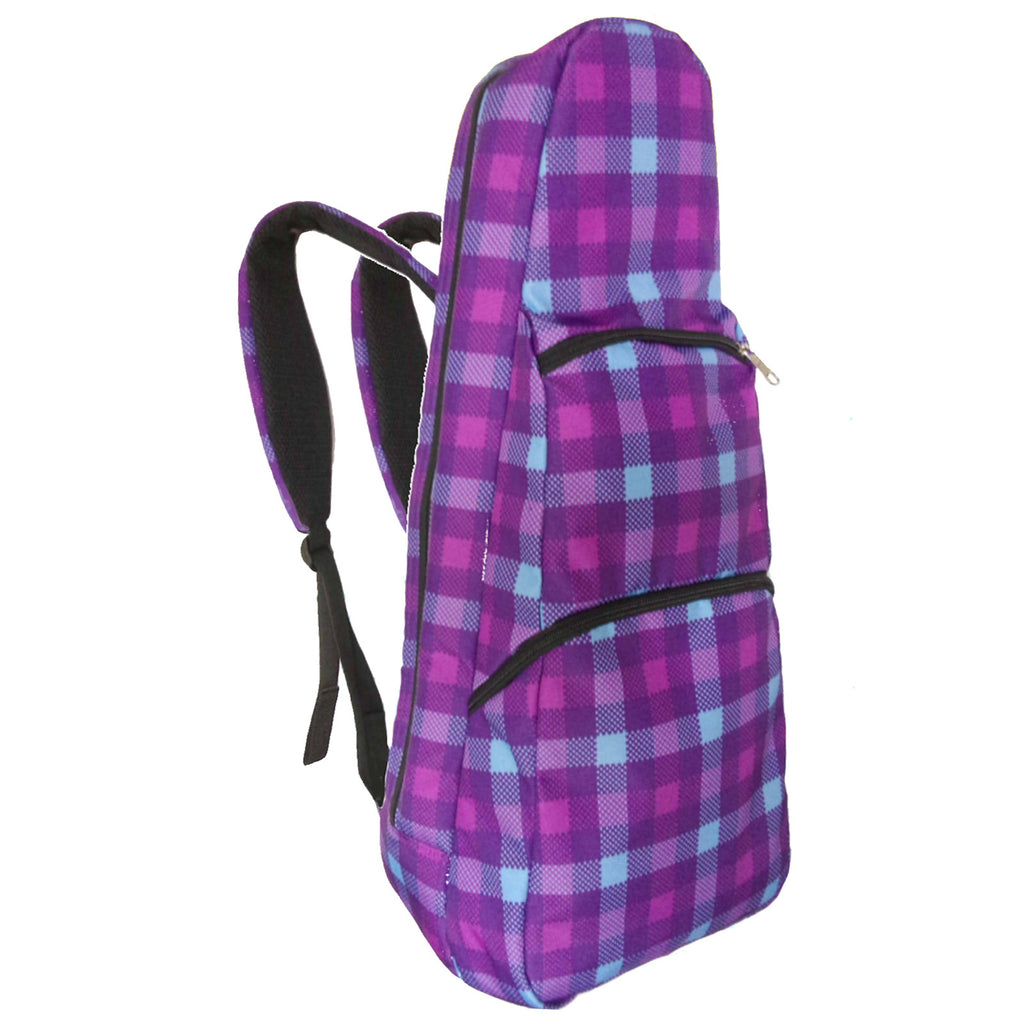 26" Tenor Pattern Print Ukulele Gig Bag Backpack (PURPLE CHECKER)