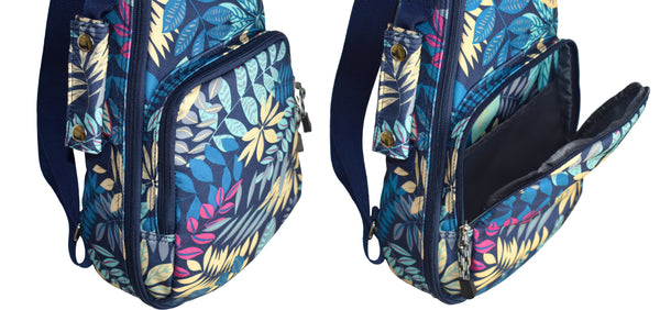 26" Tenor Summer Tropical Leaves Print Ukulele Sling Gig Bag Sling Bag (BLUE MULTI COLORS)