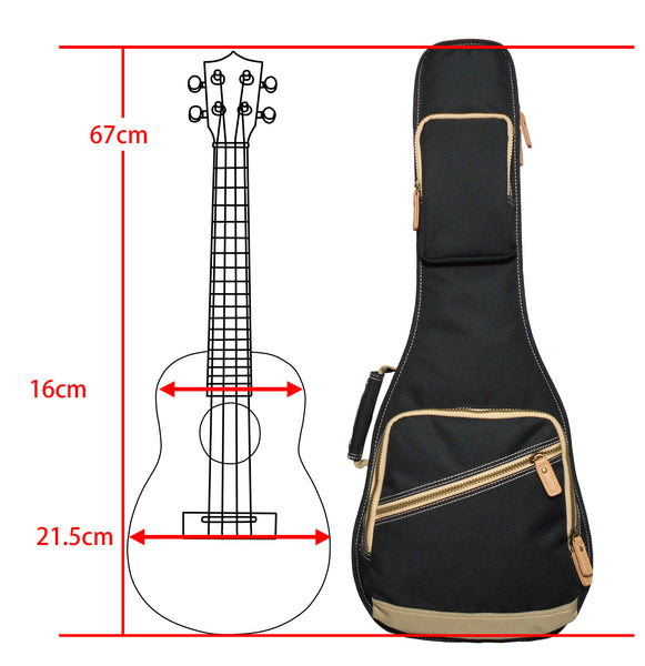 26" Tenor Custom Fit Stylish Polyester Ukulele Gig Bag Backpack (BLACK)