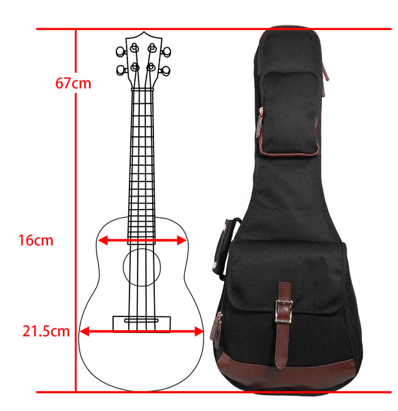 26" Tenor Custom Fit 900D Polyester Ukulele Gig Bag Backpack (BLACK)