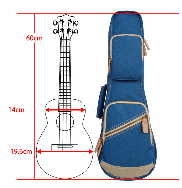 23" Concert Custom Fit Stylish Polyester Ukulele Gig Bag (BLUE)