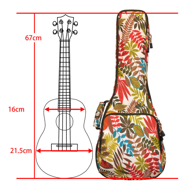 26" Tenor Summer Tropical Leaves Print Ukulele Sling Gig Bag Sling Bag (GREEN MULTI COLORS)