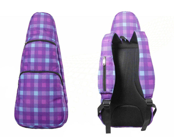 26" Tenor Pattern Print Ukulele Gig Bag Backpack (PURPLE CHECKER)