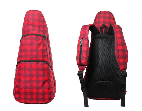 26" Tenor Pattern Print Ukulele Gig Bag Backpack (RED CHECKER)