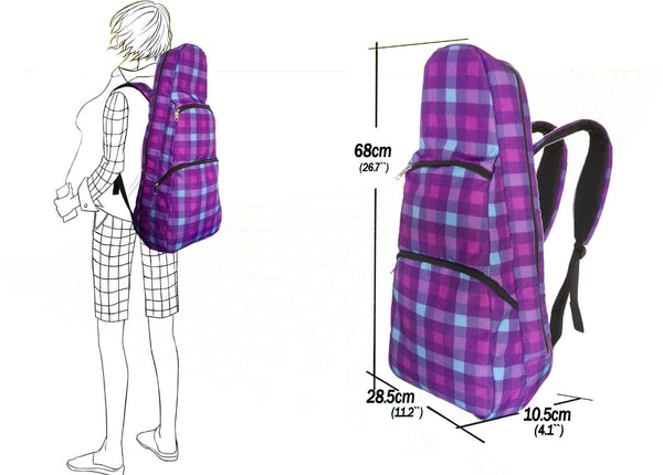 26" Tenor Pattern Print Ukulele Gig Bag Backpack (PURPLE CHECKER)