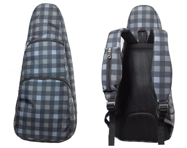 26" Tenor Pattern Print Ukulele Gig Bag Backpack (GRAY CHECKER)
