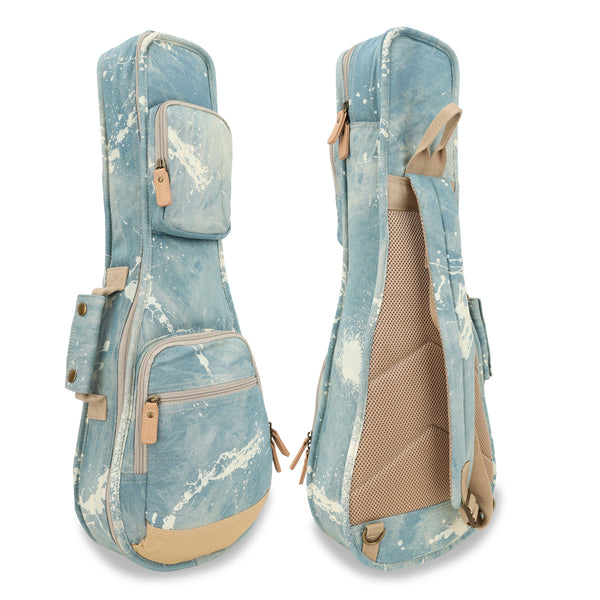 23" Concert Splash Paint Denim Custom Fit Stylish Ukulele Gig Bag (LIGHT BLUE)