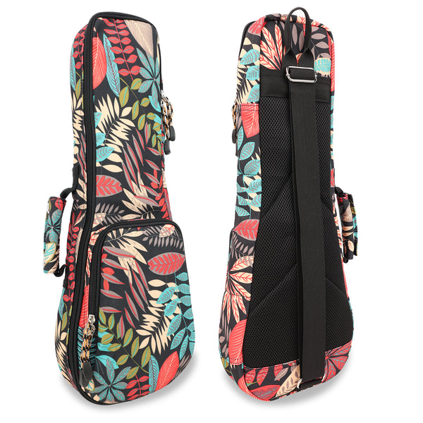 21" Soprano Summer Tropical Leaves Print Ukulele Sling Gig Bag Sling Bag (RED MULTI COLORS)
