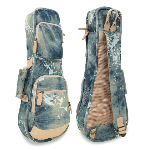 21" Soprano Splash Paint Denim Custom Fit Stylish Ukulele Gig Bag (NAVY)