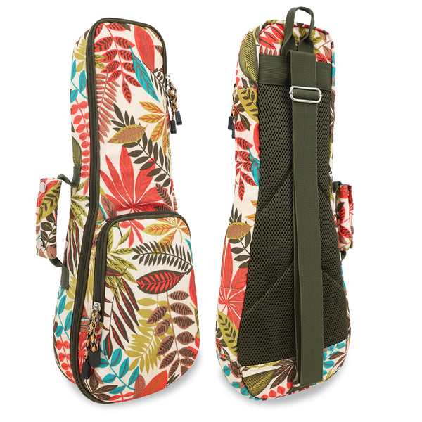 21" Soprano Summer Tropical Leaves Print Ukulele Sling Gig Bag Sling Bag (RED MULTI COLORS)
