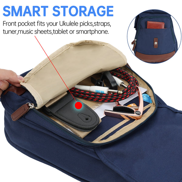 23" Concert Custom Fit 900D Polyester Ukulele Gig Bag (NAVY)