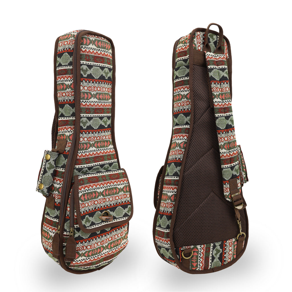 23" Concert Bohemia Pattern Tribal Fabric Ukulele Gig Bag (GREEN MULTI COLORS)