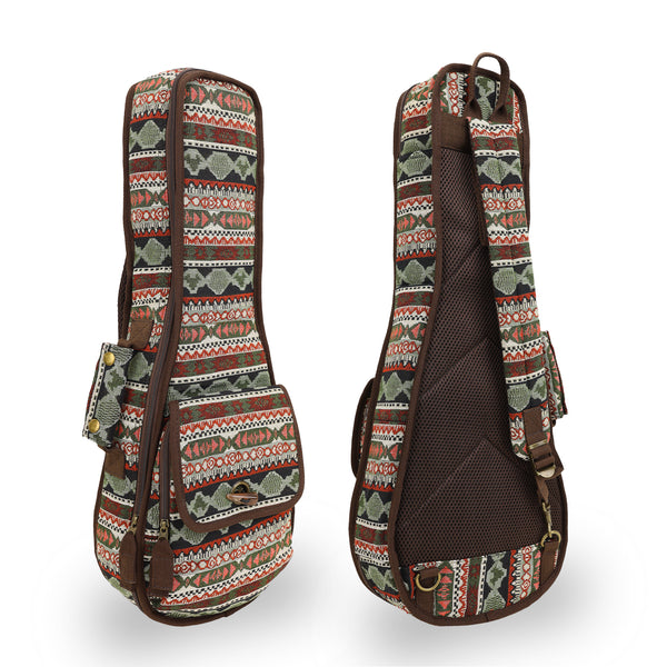23" Concert Bohemia Pattern Tribal Fabric Ukulele Gig Bag (GREEN MULTI COLORS)