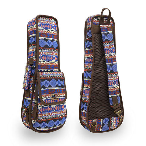 21" Soprano Bohemia Pattern Tribal Fabric Ukulele Gig Bag (BLUE MULTI COLORS)
