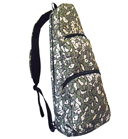 24” Concert Pattern Print Ukulele Sling Gig Bag (GRAY/DARK GREEN LETTERS)