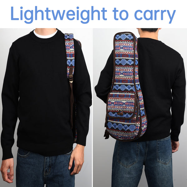 21" Soprano Bohemia Pattern Tribal Fabric Ukulele Gig Bag (BLUE MULTI COLORS)