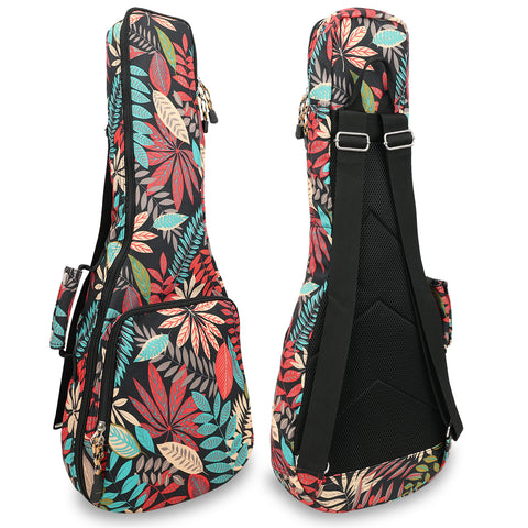 26" Tenor Summer Tropical Leaves Print Ukulele Sling Gig Bag Sling Bag (RED MULTI COLORS)