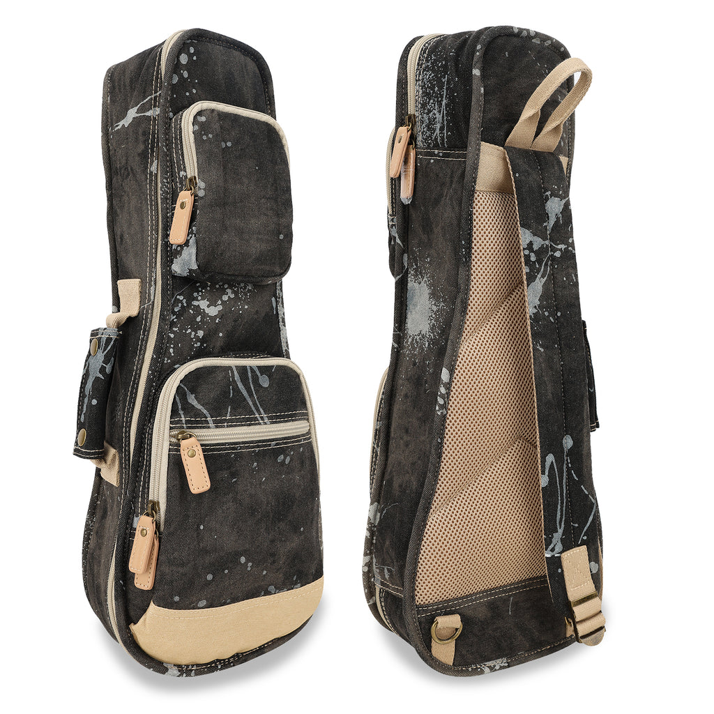 21" Soprano Splash Paint Denim Custom Fit Stylish Ukulele Gig Bag (BLACK)