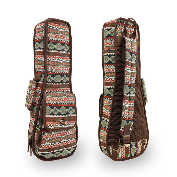21" Soprano Bohemia Pattern Tribal Fabric Ukulele Gig Bag (GREEN MULTI COLORS)