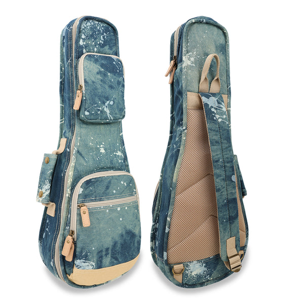 23" Concert Splash Paint Denim Custom Fit Stylish Ukulele Gig Bag (LIGHT BLUE)