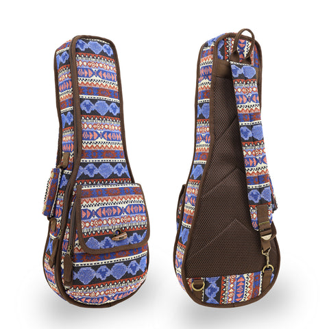23" Concert Bohemia Pattern Tribal Fabric Ukulele Gig Bag (BLUE MULTI COLORS)
