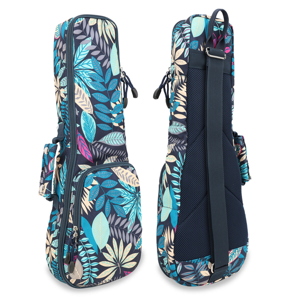 21" Soprano Summer Tropical Leaves Print Ukulele Sling Gig Bag Sling Bag (BLUE MULTI COLORS)