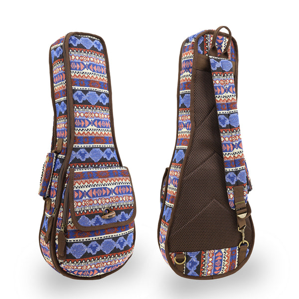 23" Concert Bohemia Pattern Tribal Fabric Ukulele Gig Bag (GREEN MULTI COLORS)