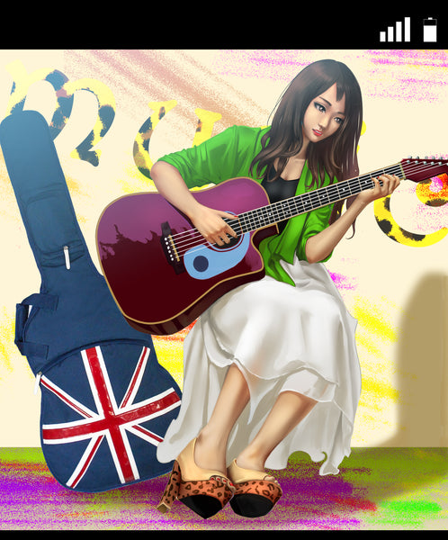Union Jack Acoustic Guitar Bag Adjustable Shoulder Straps and Accessory Pocket