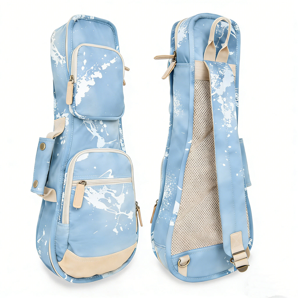 21" Soprano Splash Paint Denim Custom Fit Stylish Ukulele Gig Bag (LIGHT BLUE)
