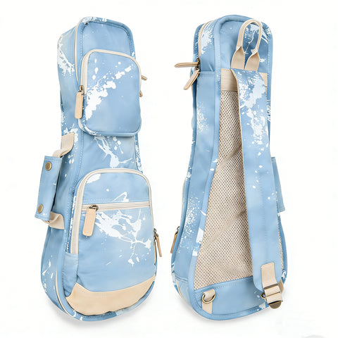 21" Soprano Splash Paint Denim Custom Fit Stylish Ukulele Gig Bag (LIGHT BLUE)