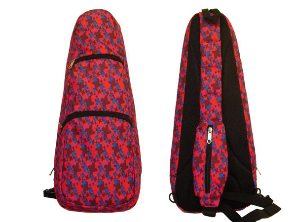 21" Soprano Pattern Print Ukulele Sling Gig Bag (BLUE / RED STARS)
