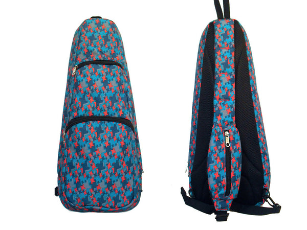21" Soprano Pattern Print Ukulele Sling Gig Bag (BLUE / RED STARS)