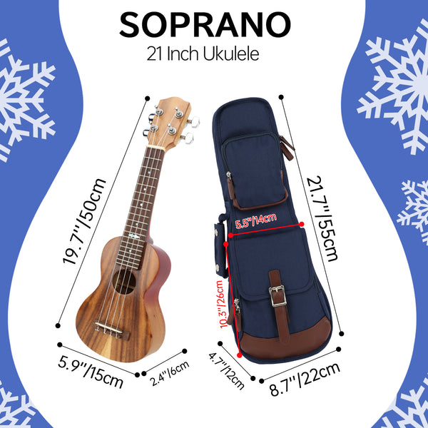 21" Soprano Custom Fit 900D Polyester Ukulele Sling Gig Bag (NAVY)