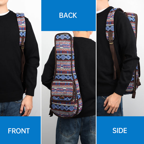 23" Concert Bohemia Pattern Tribal Fabric Ukulele Gig Bag (BLUE MULTI COLORS)
