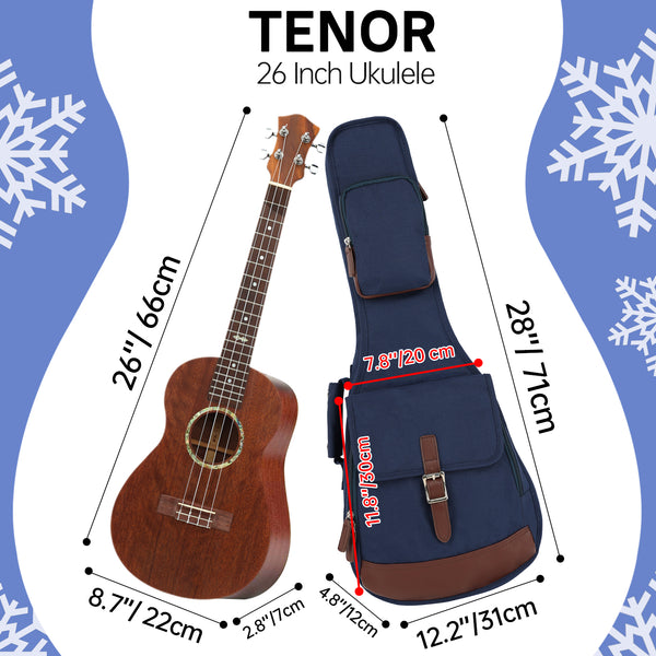 26" Tenor Custom Fit 900D Polyester Ukulele Gig Bag Backpack (OLIVE GREEN)