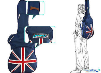 Union Jack Acoustic Guitar Bag Adjustable Shoulder Straps and Accessory Pocket