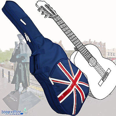 Union Jack Acoustic Guitar Bag Adjustable Shoulder Straps and Accessory Pocket