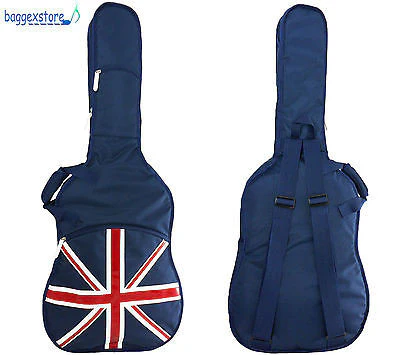 Union Jack Acoustic Guitar Bag Adjustable Shoulder Straps and Accessory Pocket